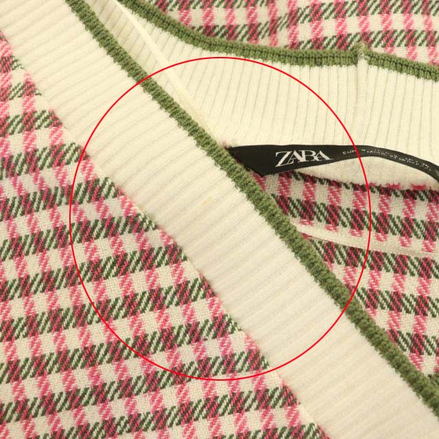 ザラ Zara 2点セット ニット ベスト プルオーバー Vネック チェック Us S ピンク 白 緑 青 Mf Ma レディース 081 ベクトルパーク