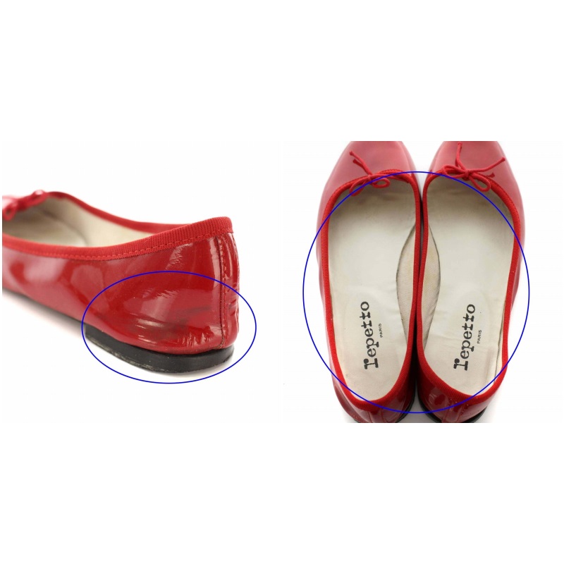 repetto 赤 ストラップエナメルバレエシューズ 38.5