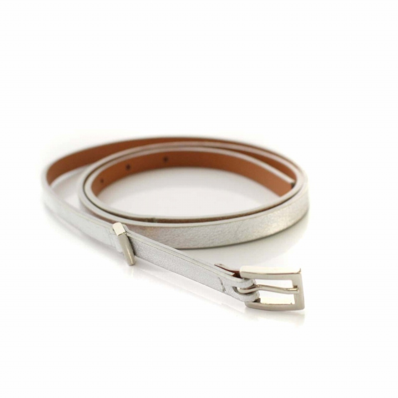 メゾンボワネ Maison Boinet ナロー ベルト 細ベルト レザー 75 30 シルバー Dk レディース 081 ベクトルパーク
