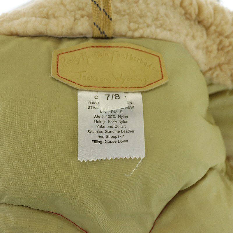 ロッキー マウンテン フェザーベッド Rocky Mountain FeatherBed jackson Wyoming ダウンベスト ボア バイカラー カウレザー ナイロン 7 S 赤 レッド ベージュ ■IBO20 /SI3 レディース