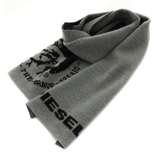 ディーゼル DIESEL マフラー ロゴ ニット グレー /SR8 □IBO20 メンズ 