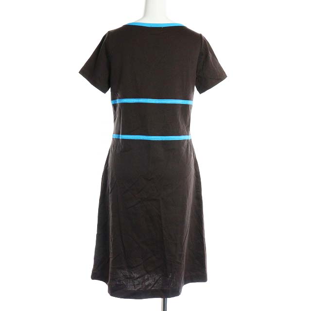 ロベルタディカメリーノ Roberta Di Camerino フレアワンピース ミモレ ロング バイカラー 半袖 9 M 茶 ブラウン 青 ブルー Yi19 Ibo レディース 081 ベクトルパーク