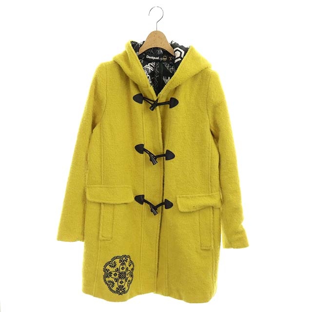 デシグアル Desigual Bychristian Lacroix ダッフルコート アウター ロング 裏地総柄 フード 42 黄色 イエロー Mf Gy01 レディース 081 ベクトルパーク