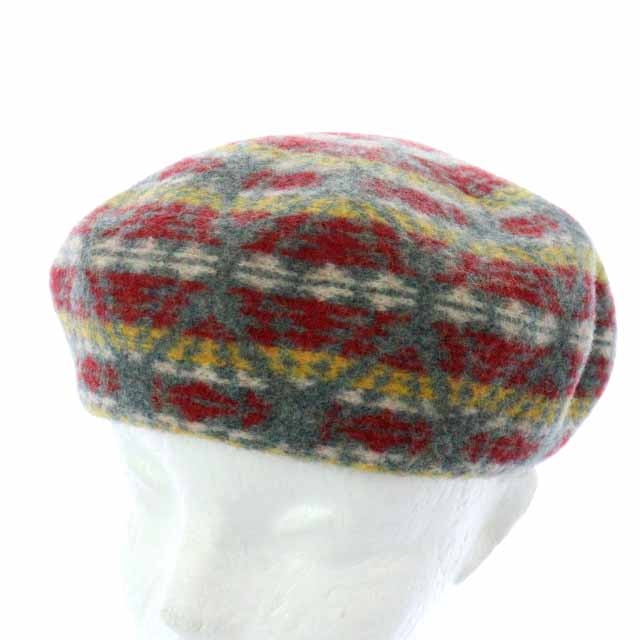 カシラ Ca4la ベレー帽 帽子 総柄 ウール 赤 レッド マルチカラー Ry15 Ec レディース 081 ベクトルパーク