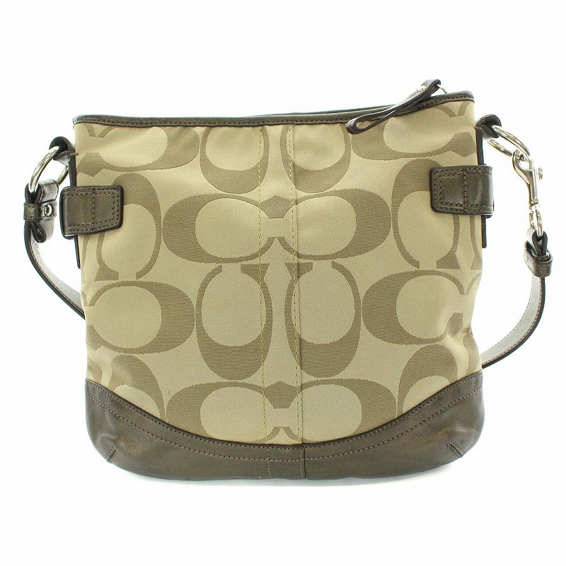 コーチ COACH ショルダーバッグ F19730 シグネチャーチェーンダッフルショルダー ジャガード×レザー 黒 美品 バッグ COACH コーチ F19730 シグネチャー NS チェーン ダッフル 2WAY