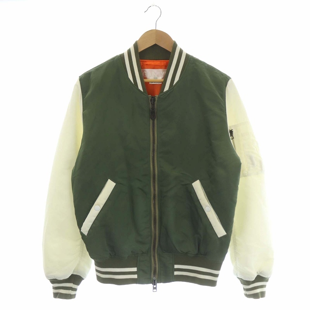 ガンリュウ Ganryu ナイロンツイル ジャケット スタジアムジャンパー Ma 1 スタジャン ミリタリー バイカラー L 深緑 カーキ アイボリー Es Gy03 メンズ 081 ベクトルパーク