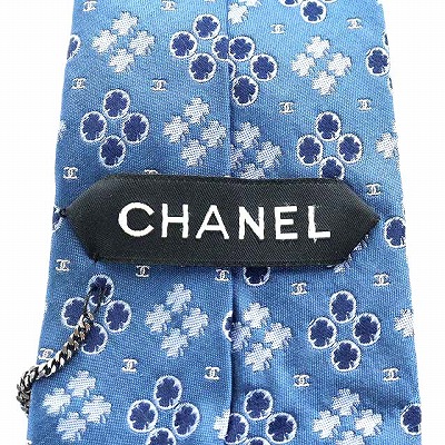 ★ CHANEL シャネル　ネクタイ　ブルー　ココマーク　総柄　現行品 2104102258876-1.jpg