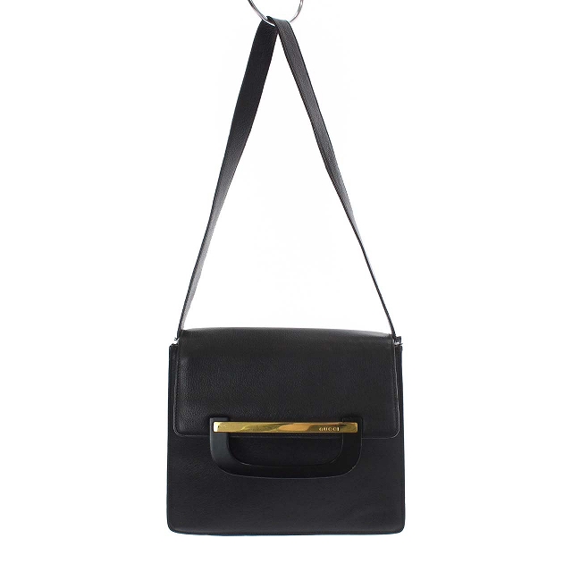 グッチ GUCCI ワンショルダーバッグ レザー ゴールド金具 黒 ブラック 