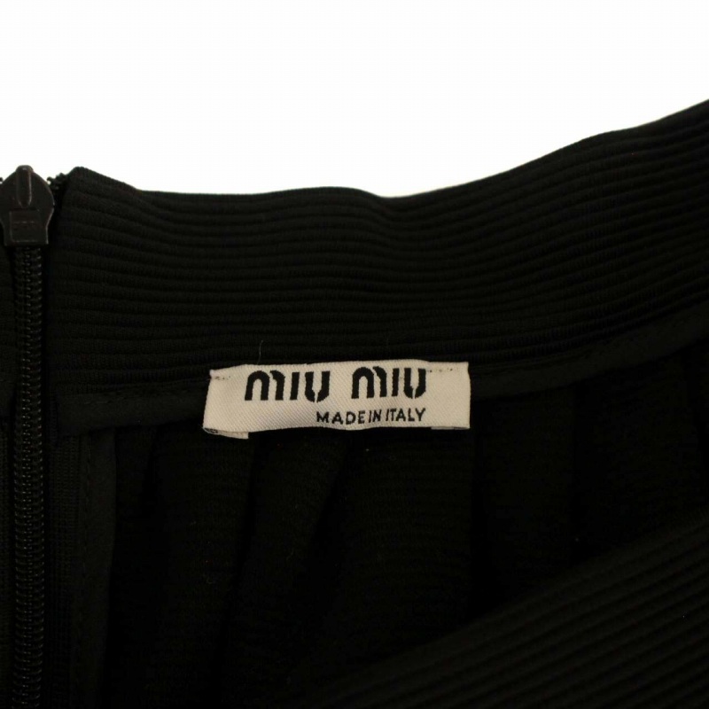 ミュウミュウ miumiu ミニスカート フレア ギャザー XL 黒 ブラック /DK ■EC レディース