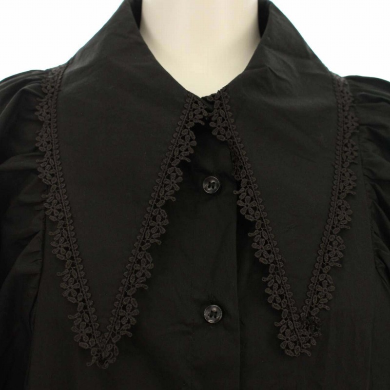 ザラ Zara シャツ ワンピース シャツワンピ フレア ミニ ビッグカラー バタフライスリーブ 半袖 S 黒 ブラック Dk レディース 081 ベクトルパーク