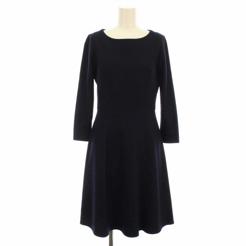 エムプルミエ M Premier ワンピース フレア ミニ 七分袖 ウール 36 S 紺 ネイビー Dk レディース 081 ベクトルパーク