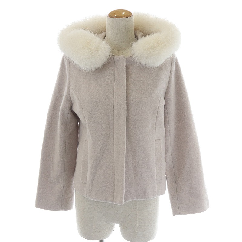 ミッシュマッシュ Misch Masch フーディーコート ショート丈 ジップアップ フード フェイクファー ウール M ライトグレー Ma Si28 レディース 081 ベクトルパーク