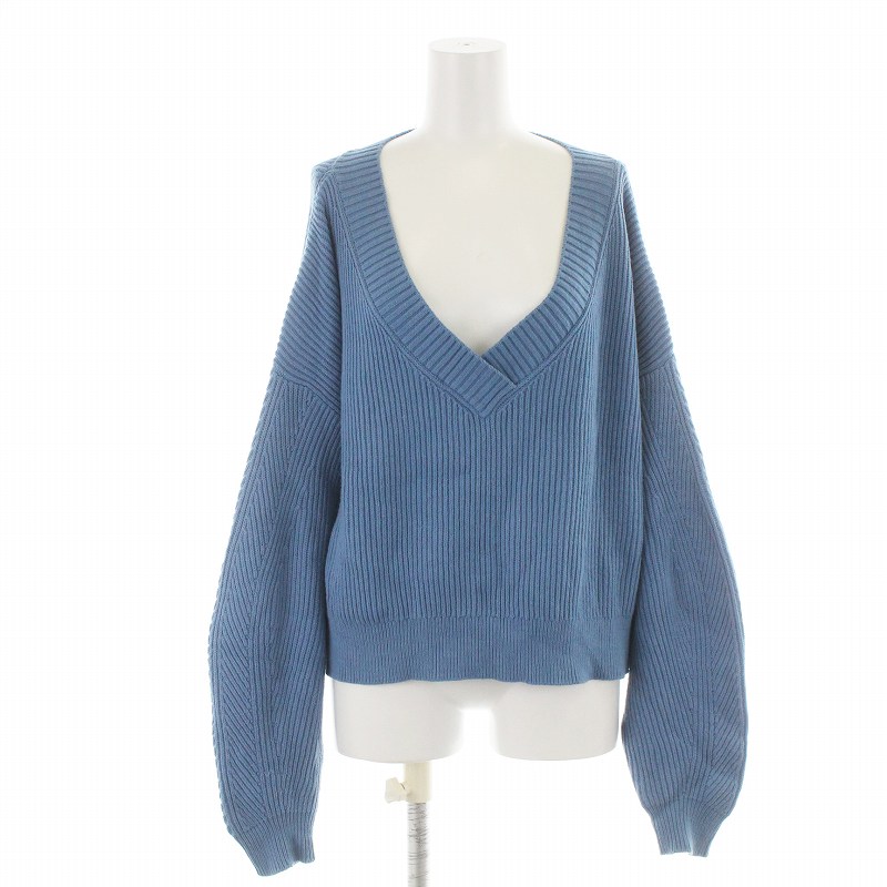 ドレスレイブ Dresslave ニット セーター Vネック 長袖 38 M 水色 ブルー レディース 081 ベクトルパーク