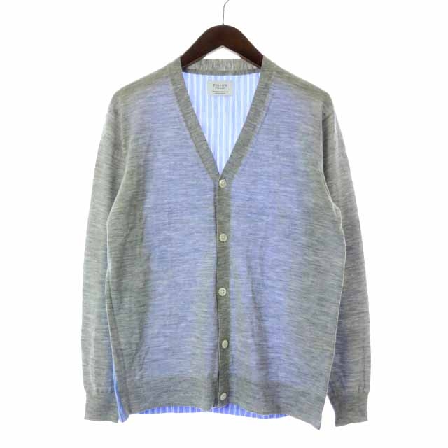 エディフィス Edifice カーディガン シャツ 切替 長袖 ウール 46 M グレー 水色 Ry22 Ma メンズ 081 ベクトルパーク
