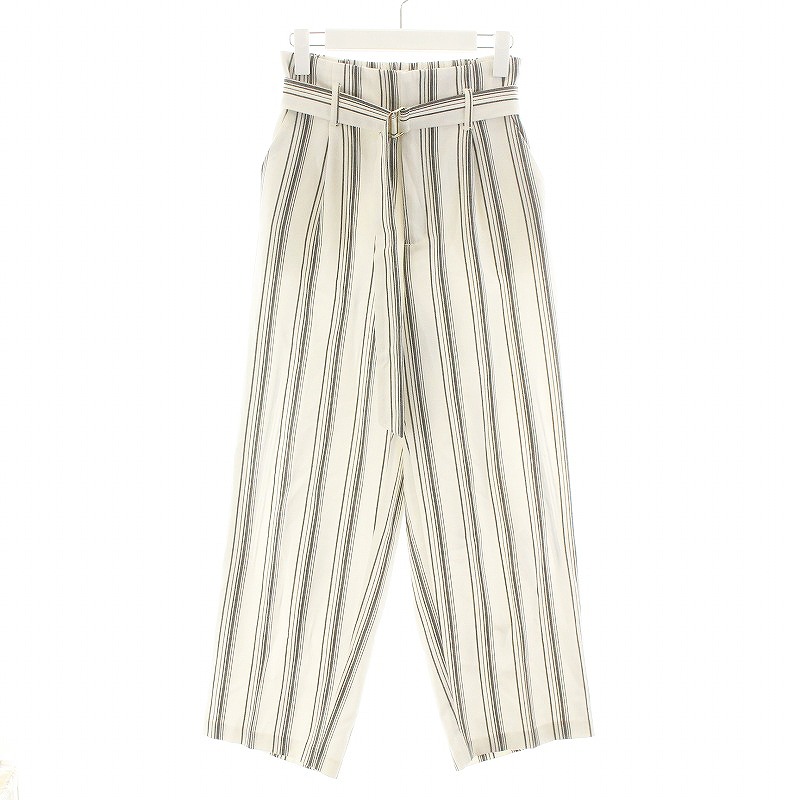 エージーバイアクアガール Ag By Aquagirl ワイドパンツ ベルト ストライプ 1 S 白 ホワイト グレー レディース 081 ベクトルパーク