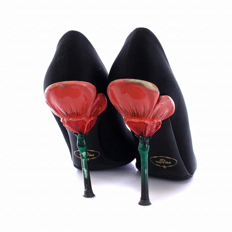 PRADA ヒール ブラック レザー ヒールサンダル | PRADA