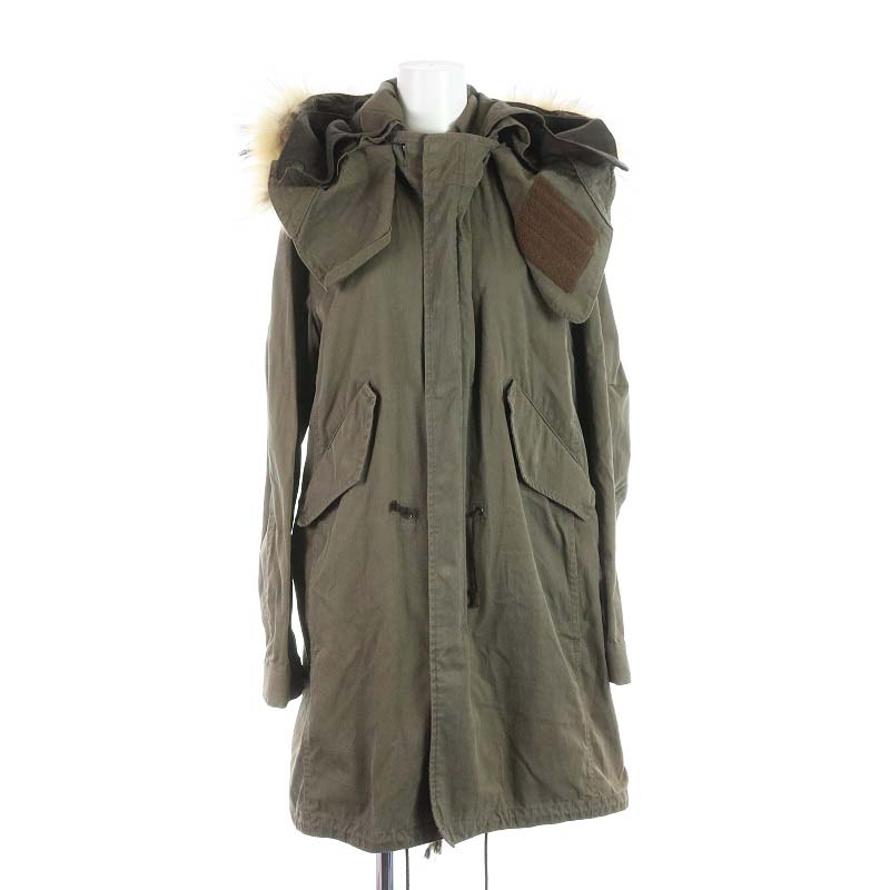 ナノユニバース Nano Universe モッズコート ジャケット フード ジップアップ ファー 36 S 緑 カーキ Uy25 Ma レディース 081 ベクトルパーク