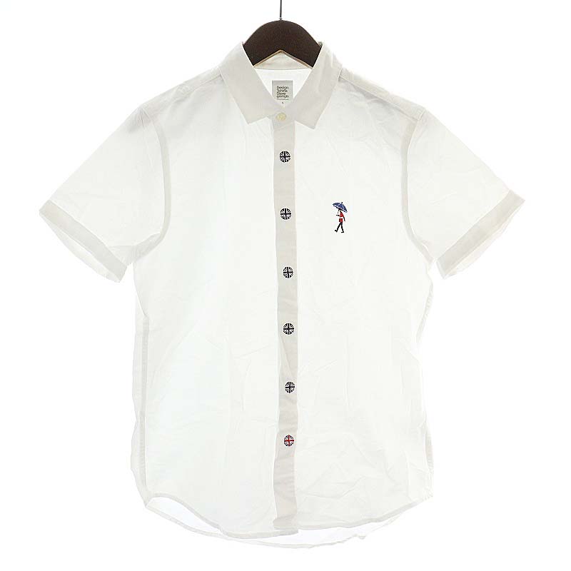 デザインティーシャツストアグラニフ Design Tshirts Store Graniph シャツ カジュアルシャツ 半袖 ワンポイント刺繍 S 白 ホワイト Sc メンズ 081 ベクトルパーク