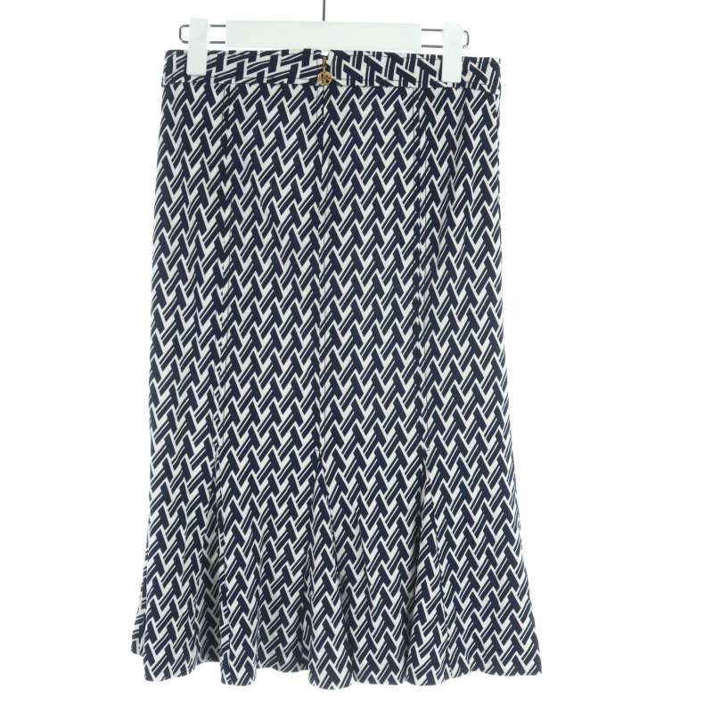トリーバーチ TORY BURCH 総柄 タイトスカート ひざ丈 XS 紺 ネイビー  