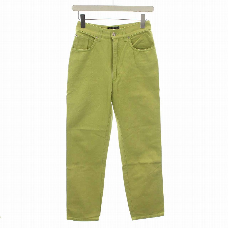 フェンディ FENDI カラーパンツ ストレート コットン 42 M 黄緑 ライト  