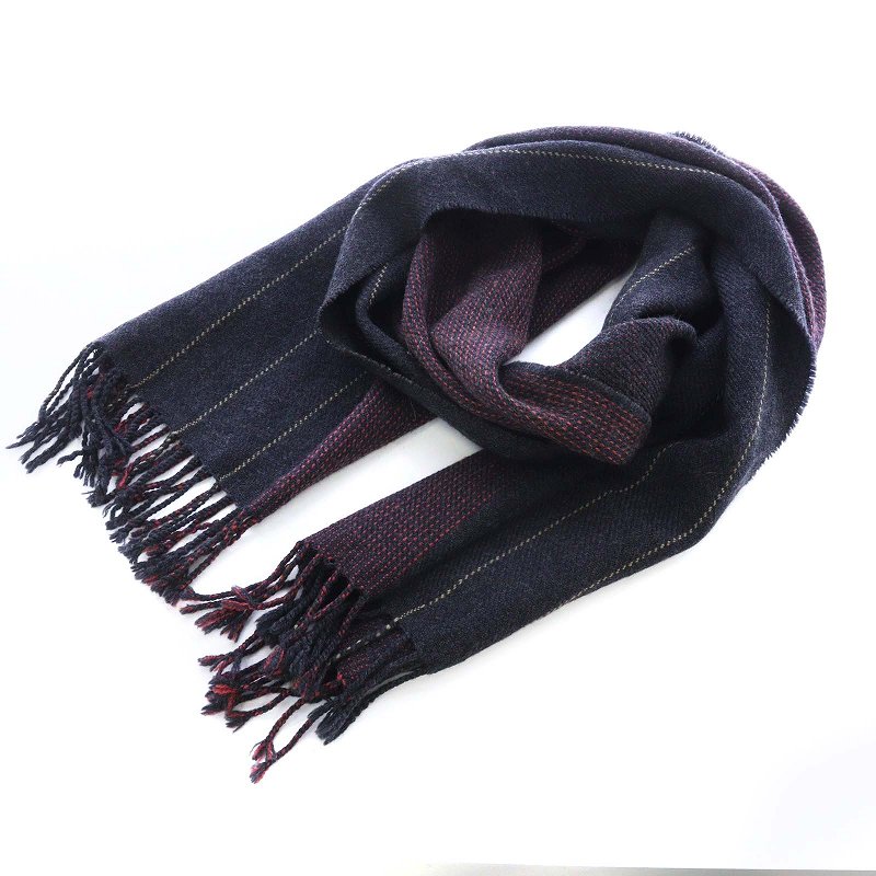 ダンヒル Dunhill ストール マフラー フリンジ ウール カシミヤ混 グレー 赤 レッド Mr33 Gy09 メンズ 081 ベクトルパーク