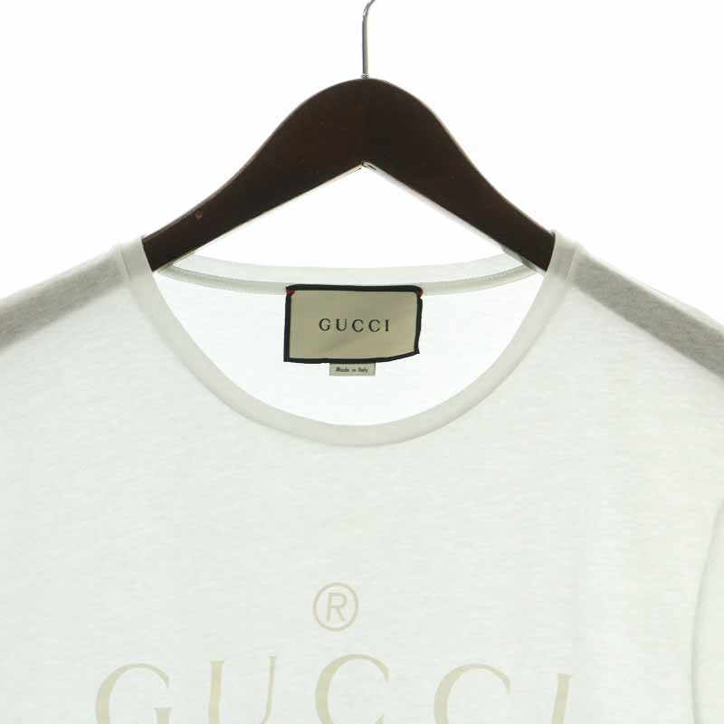 グッチ GUCCI Tシャツ カットソー 半袖 ロゴ プリント L 白 ホワイト  