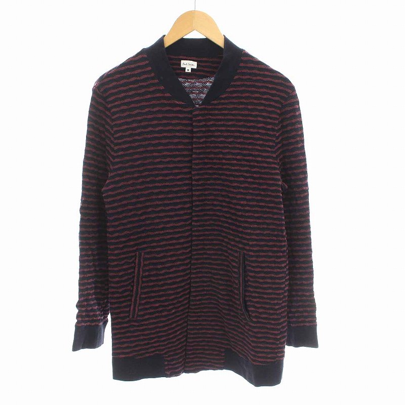 【新品】Paul Smith ブラック カーディガン ストライプ袖　M 新品】Paul Smith ブラック カーディガン ストライプ袖 M