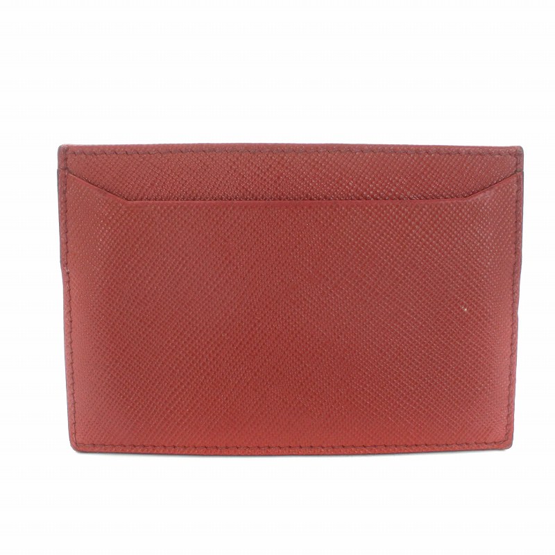 プラダ PRADA カードケース 名刺入れ 三角タグ レザー 赤 レッド /TK 