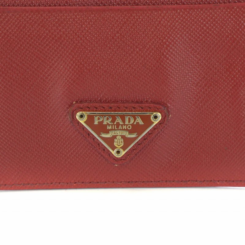 プラダ PRADA カードケース 名刺入れ 三角タグ レザー 赤 レッド /TK