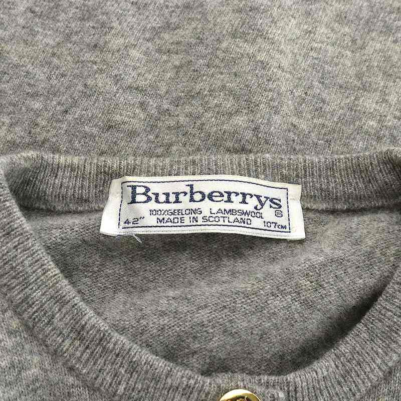 Burberrys グレー カーディガン 42\" バーバリーズ Burberrys ニットカーディガン ウール 長袖 42 L
