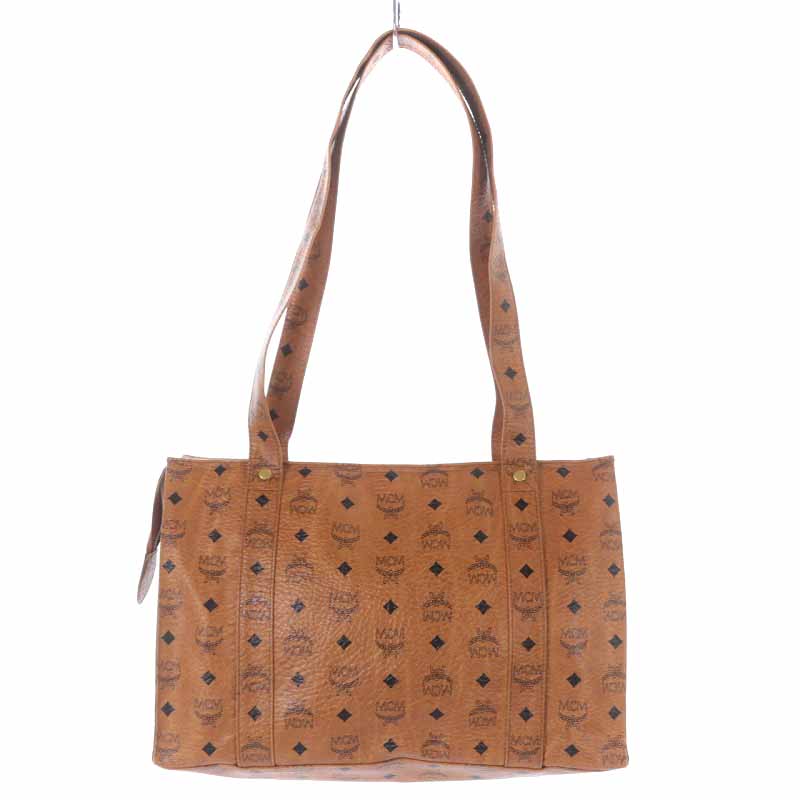 MCM トートバッグ　ヴィセトス柄　レザー　肩がけ　茶　ブラウン エムシーエム MCM トートバッグ ショルダーバッグ レザー