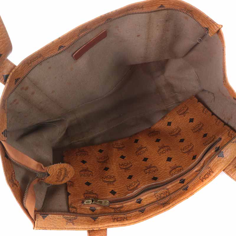 MCM トートバッグ　ヴィセトス柄　レザー　肩がけ　茶　ブラウン エムシーエム MCM トートバッグ ショルダーバッグ レザー