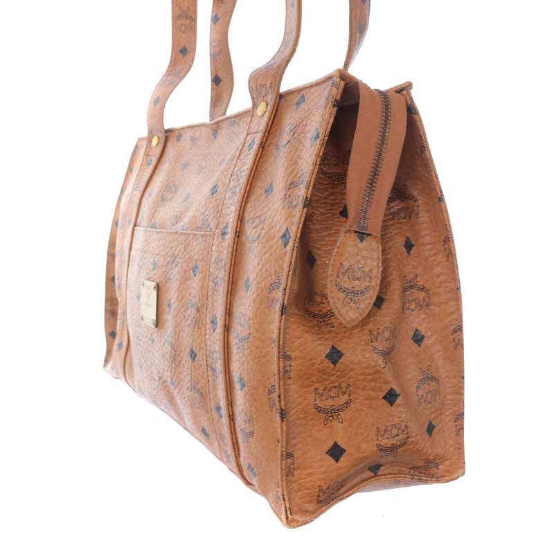 MCM トートバッグ　ヴィセトス柄　レザー　肩がけ　茶　ブラウン エムシーエム MCM トートバッグ ショルダーバッグ レザー