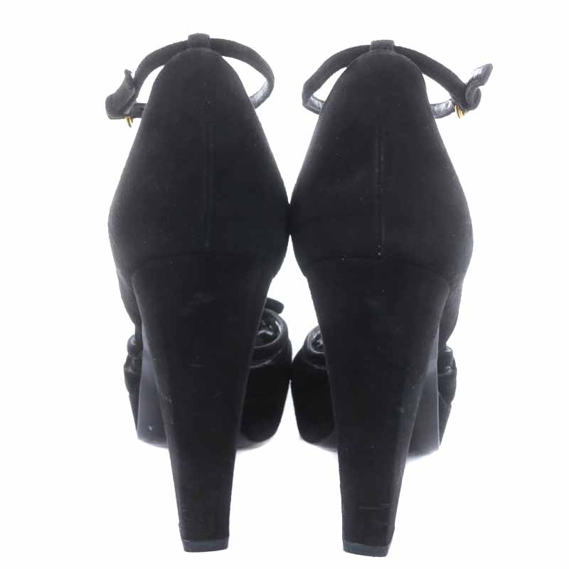 グッチ GUCCI ストラップパンプス スエード オープントゥ ハイヒール 