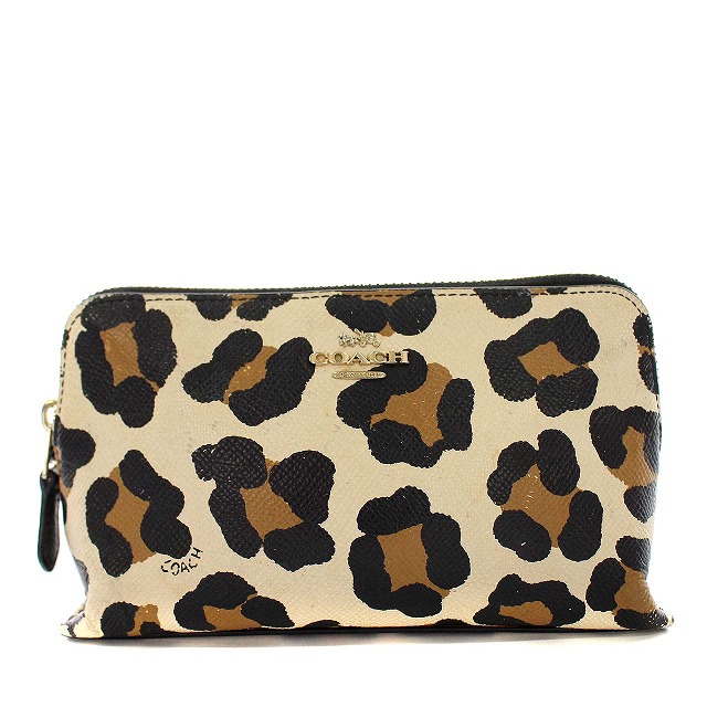 コーチ COACH ポーチ レオパード ヒョウ柄 PVC 化粧ポーチ F1481 