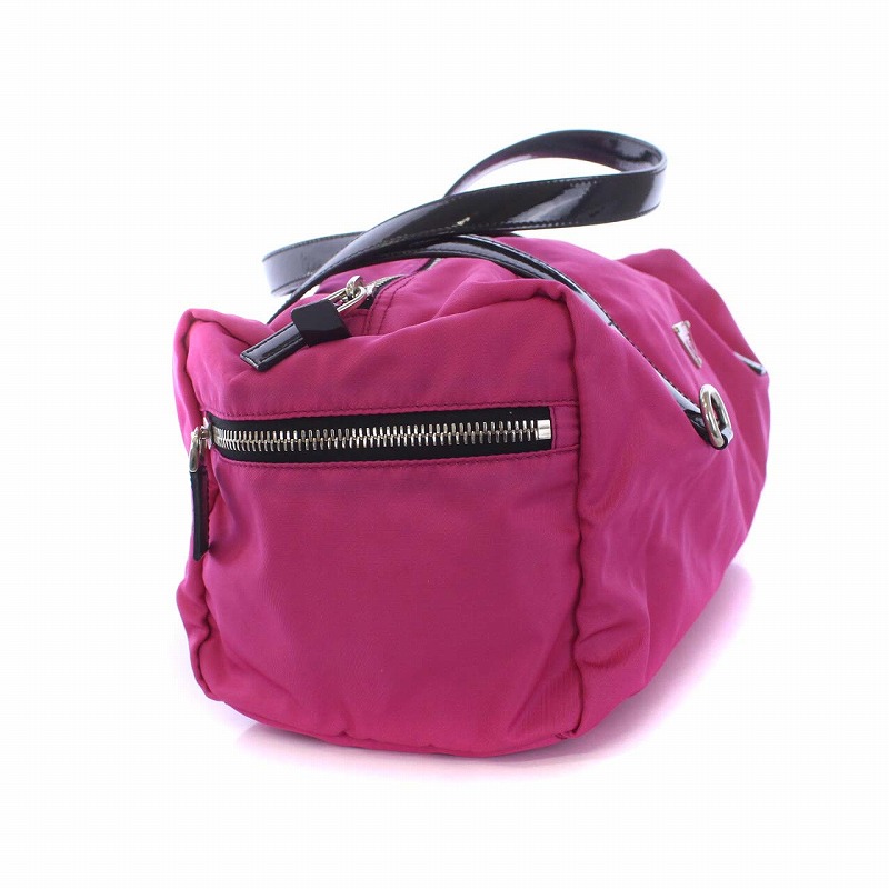 プラダ PRADA 三角プレート ミニボストンバッグ ハンドバッグ ナイロン