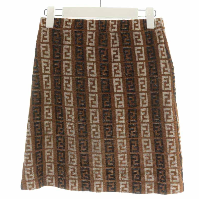 フェンディ FENDI ニットスカート タイトスカート ひざ丈 ズッカ柄  