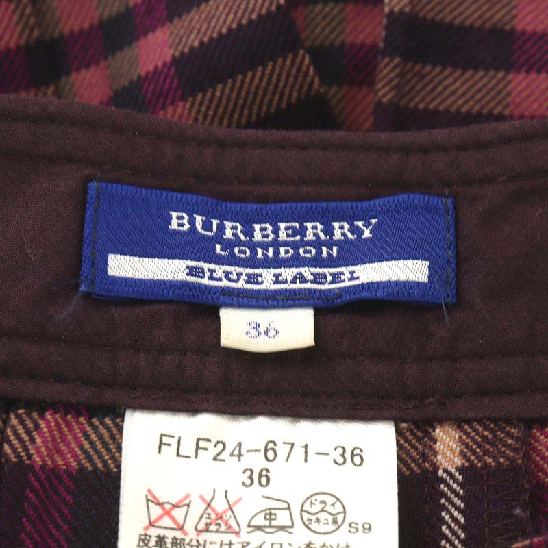 バーバリーロンドン　ブルーレーベル　ウールチェックスカート　36 バーバリーブルーレーベルBURBERRY BLUE LABEL ウールチェックラップ