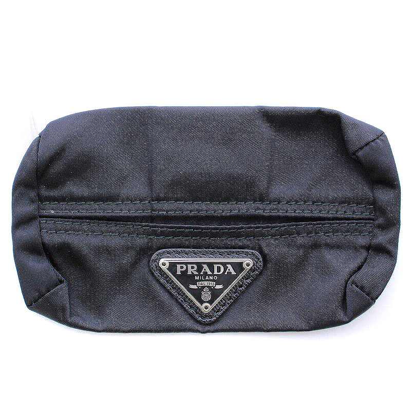 プラダ PRADA ポケットティッシュケース 小物入れ 三角プレート ロゴ 