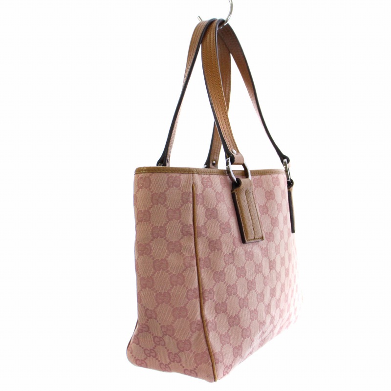 グッチ GUCCI ハンドバッグ トートバッグ GGキャンバス レザー ピンク 
