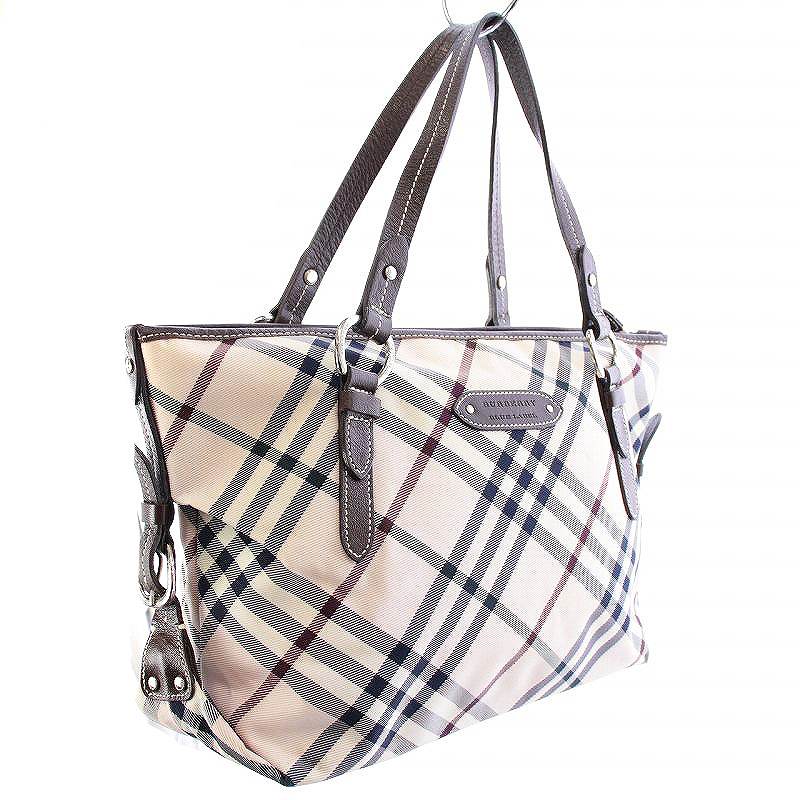 BLUE LABEL チェックナイロントート ピンクベージュ