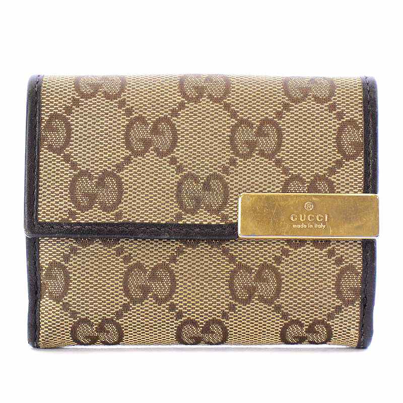 GUCCI 三つ折り財布 GGキャンバス グッチ 三つ折り 財布 ミニ財布 GG柄 GGキャンバス メンズ 中古