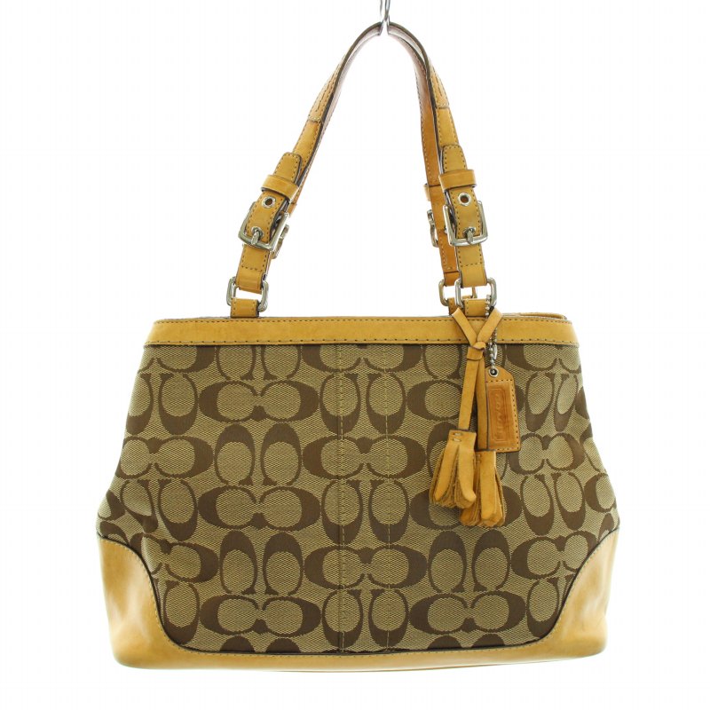 コーチ COACH ハンドバッグ シグネチャー タッセル キャンバス