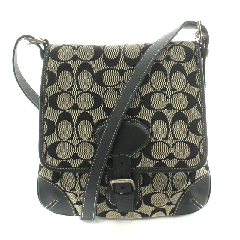 コーチ COACH シグネチャー ショルダーバッグ キャンバス レザー 