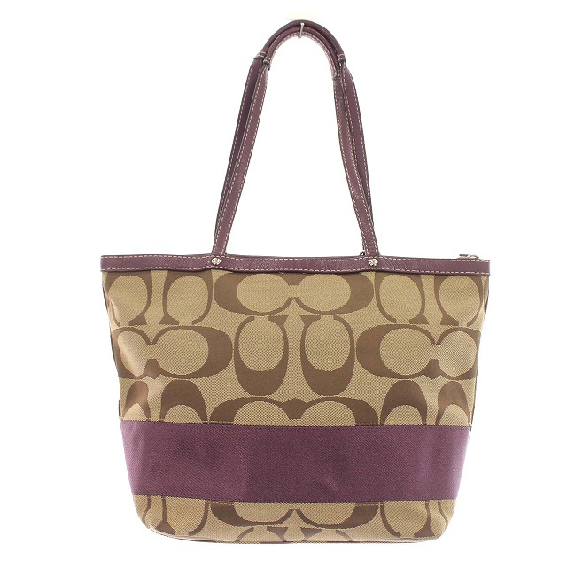 コーチ COACH トートバッグ シグネチャー キャンバス 紫 パープル 