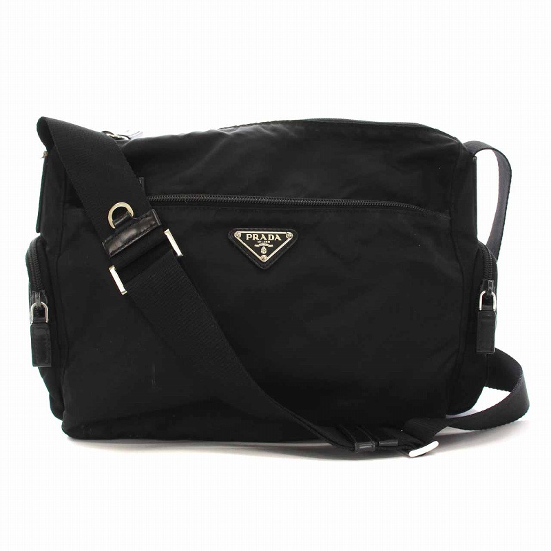 プラダ PRADA ショルダーバッグ ナイロン 三角プレート 黒 ブラック 
