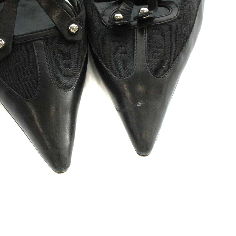 フェンディ FENDI ズッカ柄 パンプス ポインテッドトゥ ヒール リボン フェンディ FENDI ズッカ柄 パンプス ポインテッドトゥ ヒール