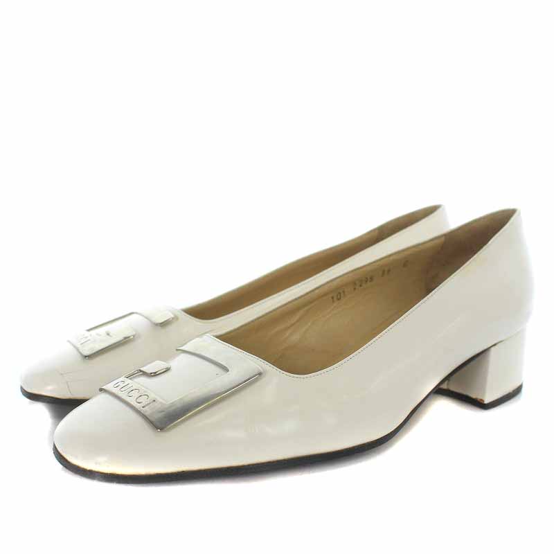 グッチ GUCCI パンプス レザー スクエアトゥ チャンキーヒール
