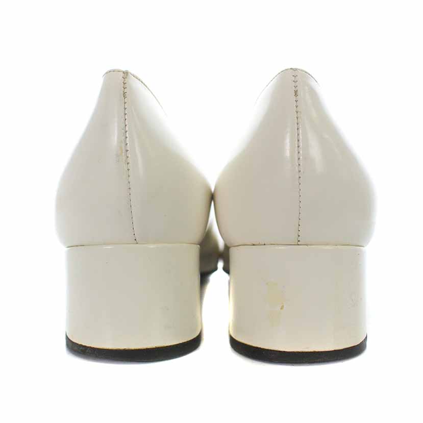 GUCCI パンプス レザー スクエアトゥ チャンキーヒール クリスタルGロゴ