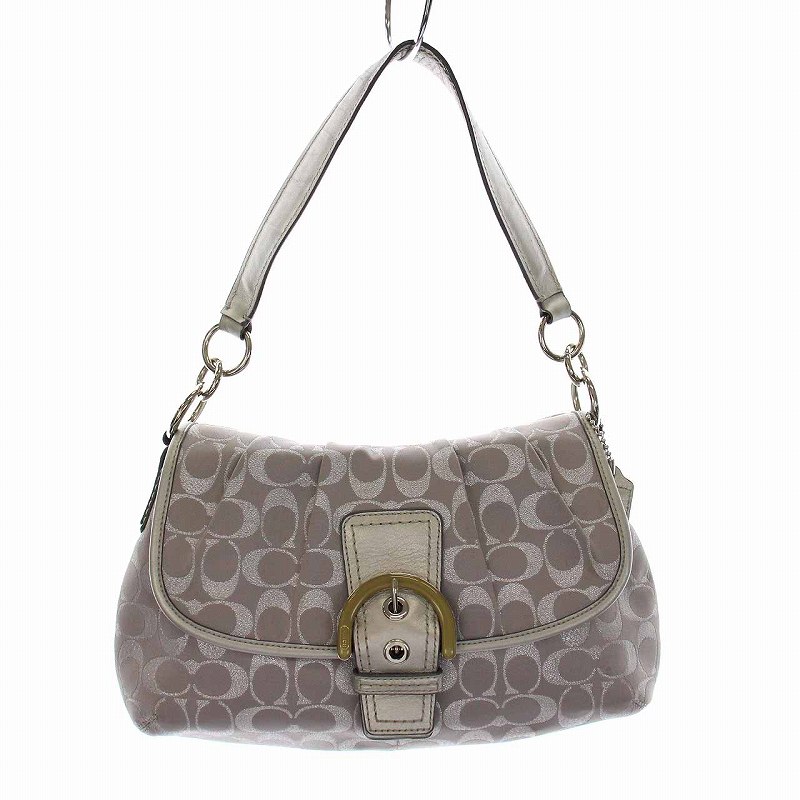 コーチ COACH ショルダーバッグ サテン シグネチャー キャンバス 